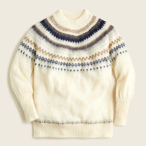 J.CREW FAIR ISLE YOKE PUFF-SLEEVE SWEATER